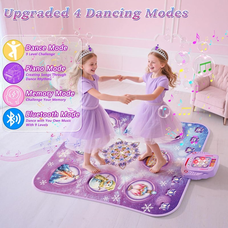 Handwell Dance Mat Toy for 3-12 Year Old Girls, Electronic Dance Pad with Wireless Bluetooth,Frozen 8-Button Music Princess Toys Play Mat for Kids with LED Light, Built-in Music, Toddlers Birthday Gift Ages 3+ - Image 3